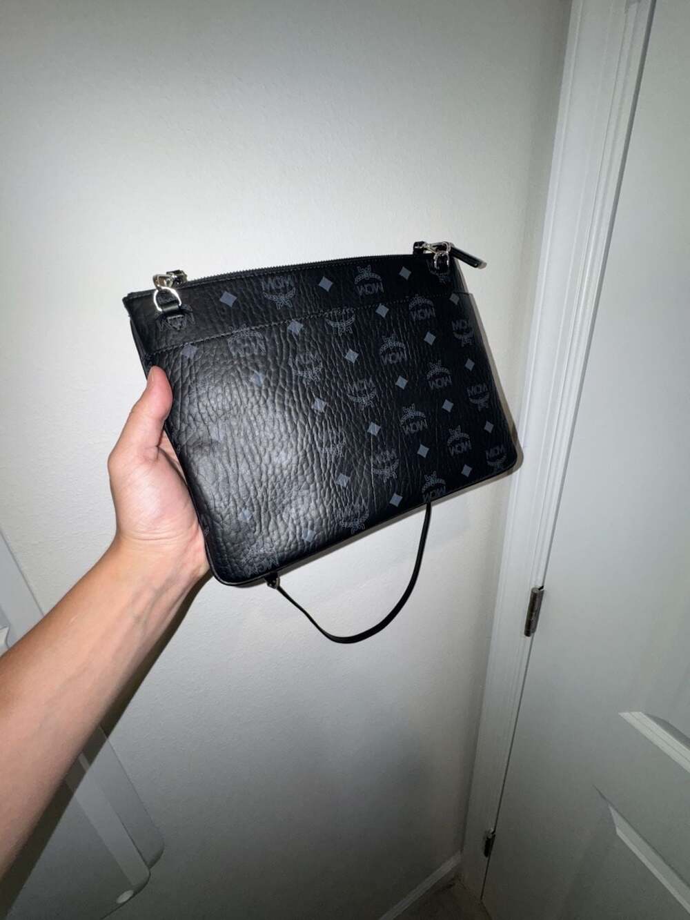 MCM Medium Crossbody Pouch in Black Visetos Original
